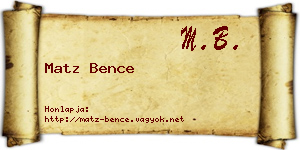 Matz Bence névjegykártya